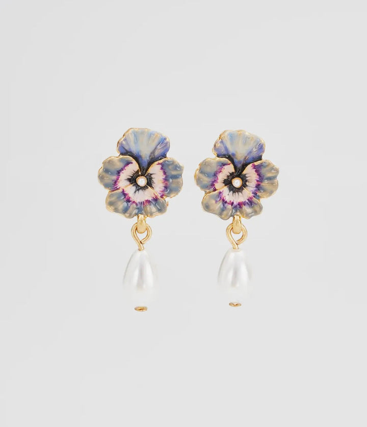 Pansy Faux Pearl Earrings