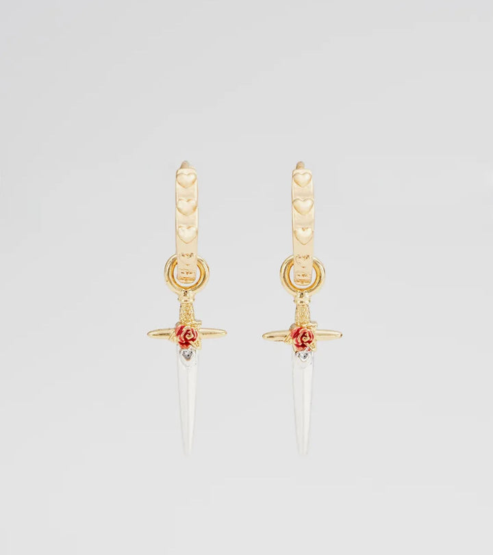 Rose Dagger Huggie Earrings