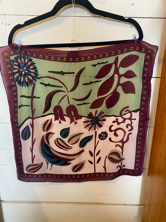 Silk Scarves Birdy Bordeaux
