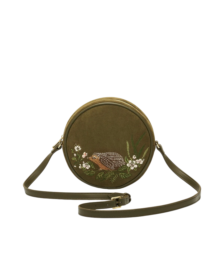 Fable Hedgehog Chloe Circle Bag in Khaki Suede