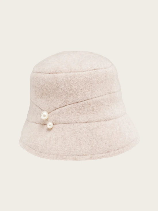 Bell-Shaped Hat in Biscuit with Pearls