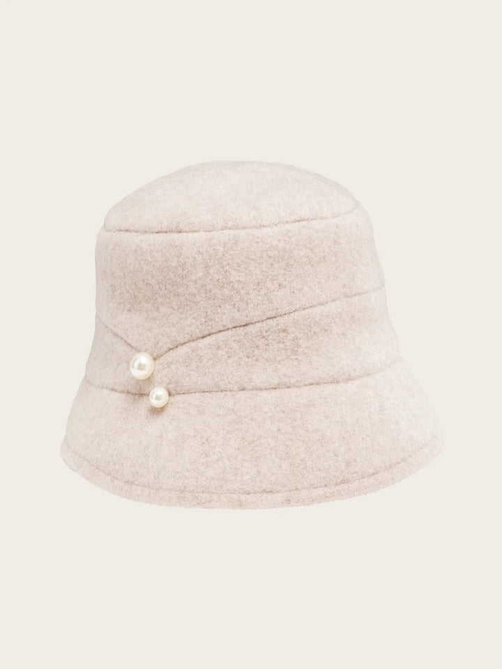 Bell-Shaped Hat in Biscuit with Pearls