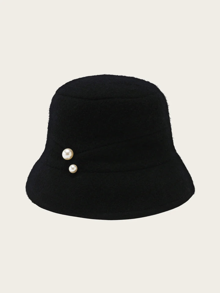 Bell-Shaped Hat in Black with Pearls