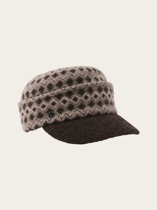 Jacquard Pattern Wool Cap Multicolour Brown