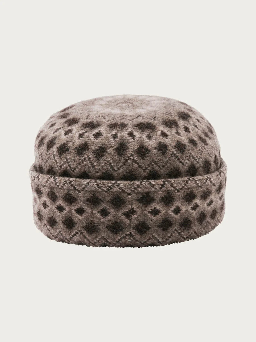 Jacquard Pattern Wool Cap Multicolour Brown
