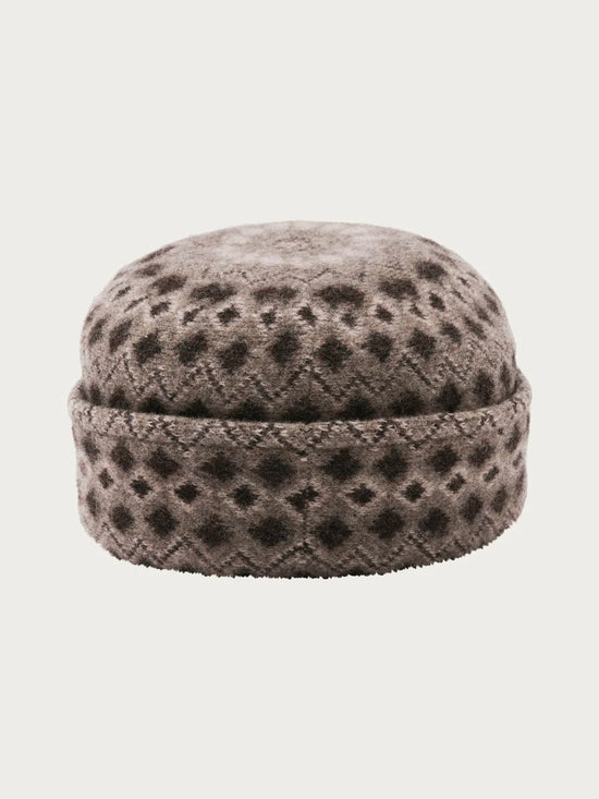 Jacquard Pattern Wool Cap Multicolour Brown