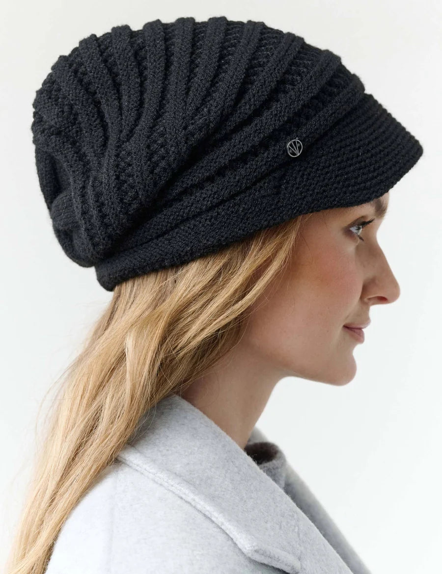 Loevenich Knit Hat with Knitted Brim Black
