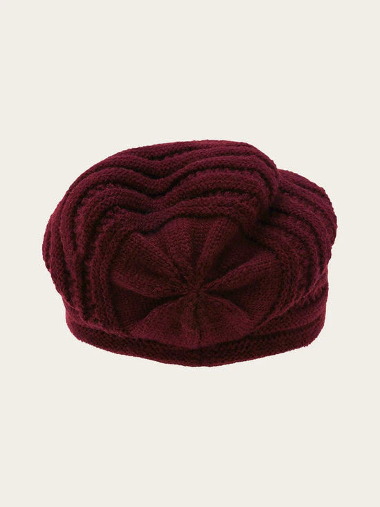 Loevenich Knit Hat with Knitted Brim Wine