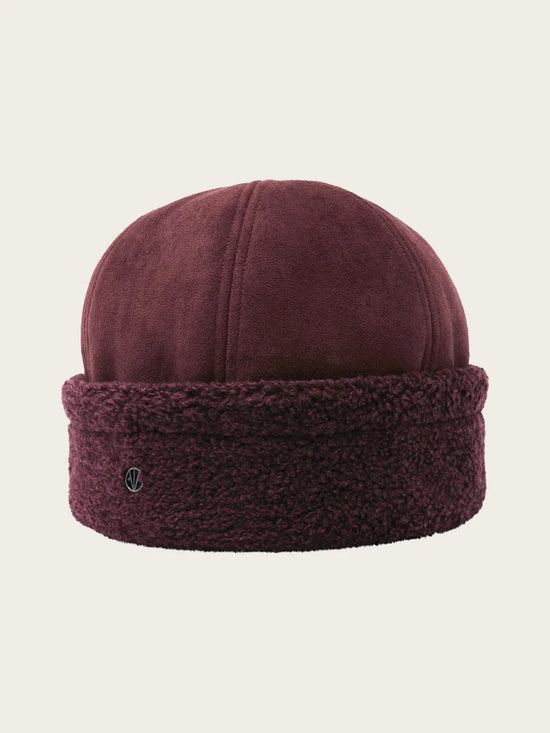 Beanie Hat Made of Faux Suede Wine