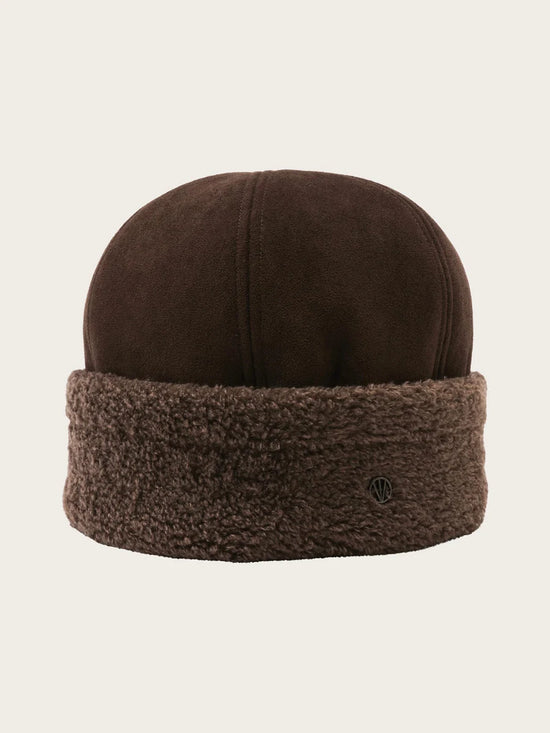 Beanie Hat Made of Faux Suede Chocolate
