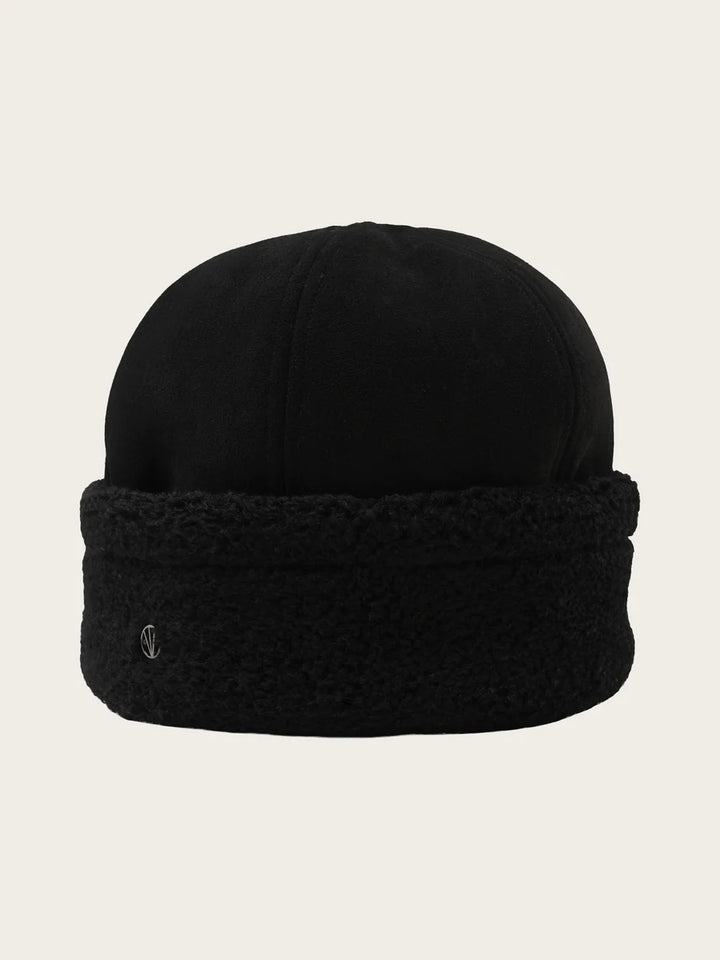 Beanie Hat Made of Faux Suede Black
