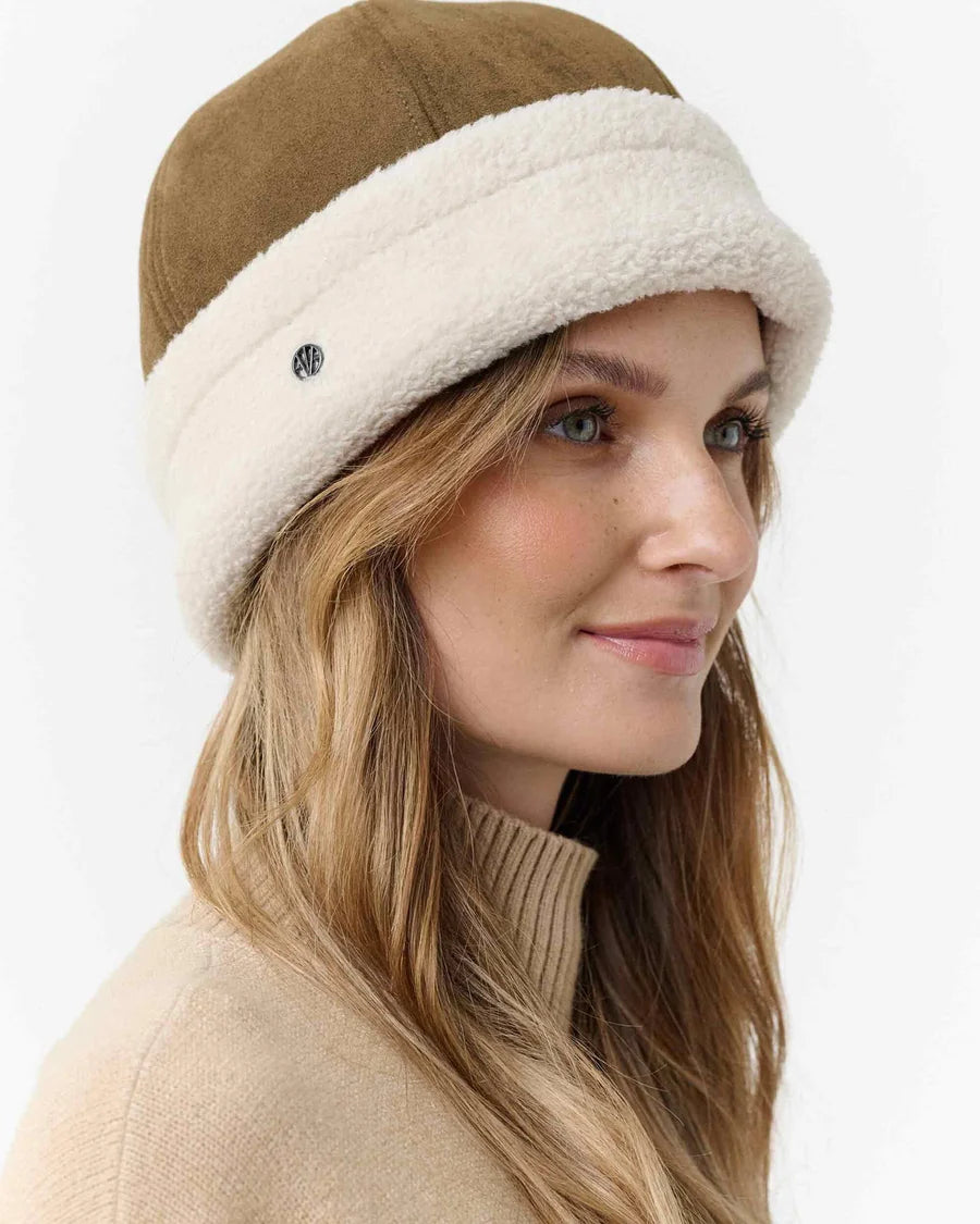 Beanie Hat Made of Faux Suede Bronze