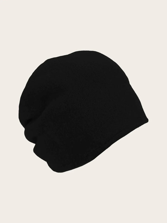 Loevenich Wool Beanie with Folded Back in Black