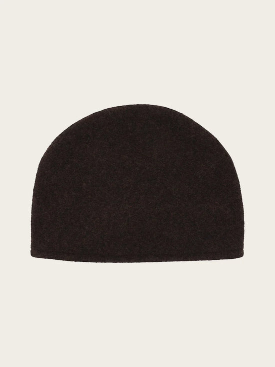 Loevenich Wool Beanie with Folded Back in Chocolate