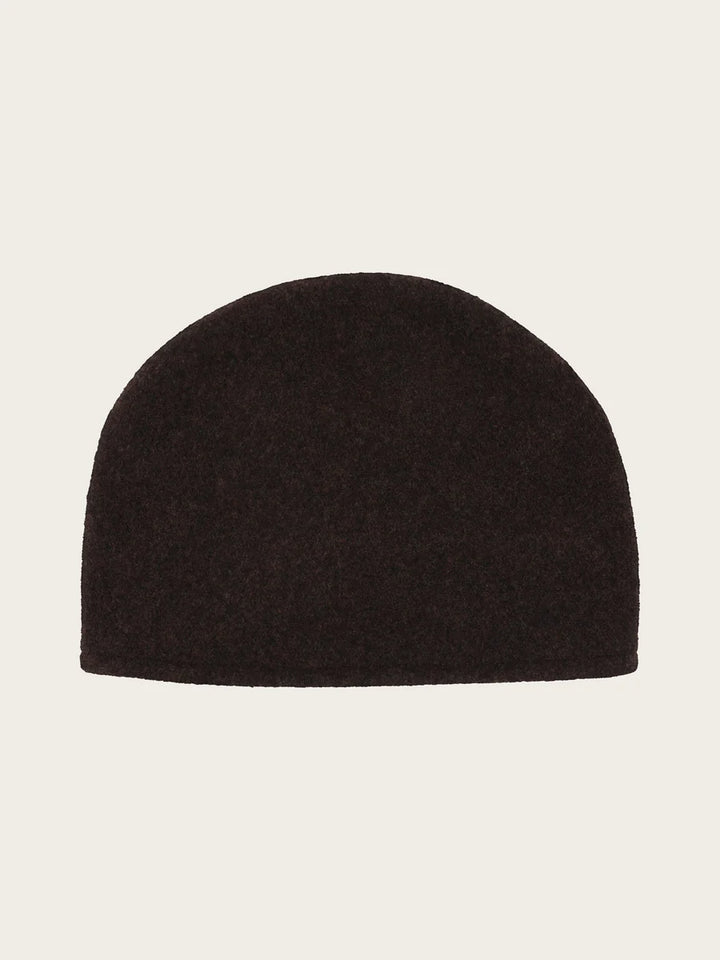 Loevenich Wool Beanie with Folded Back in Chocolate
