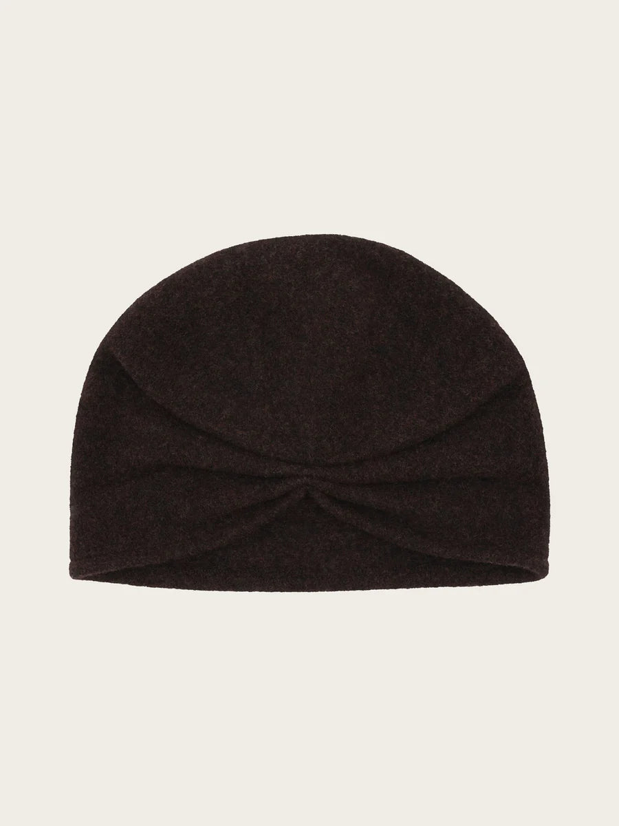 Loevenich Wool Beanie with Folded Back in Chocolate