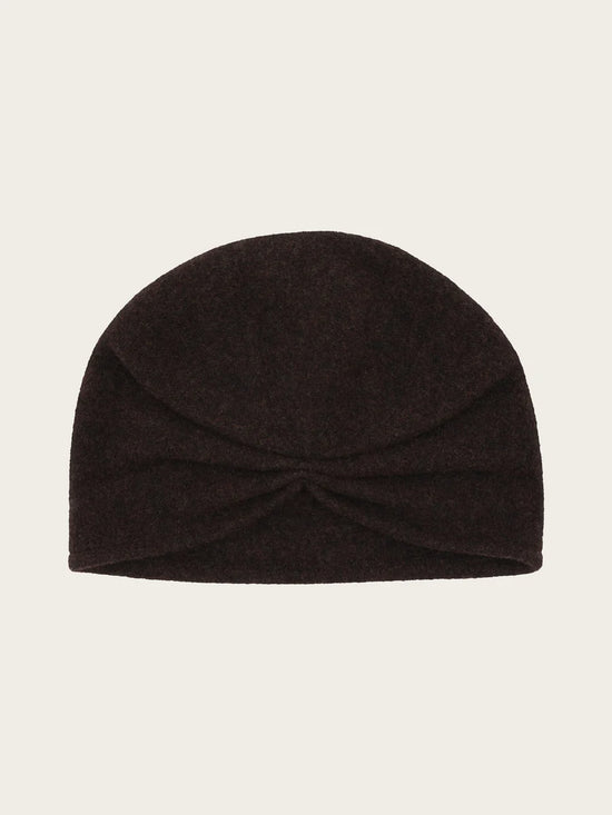 Loevenich Wool Beanie with Folded Back in Chocolate