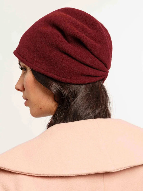 Loevenich Wool Beanie with Folded Back in Wine