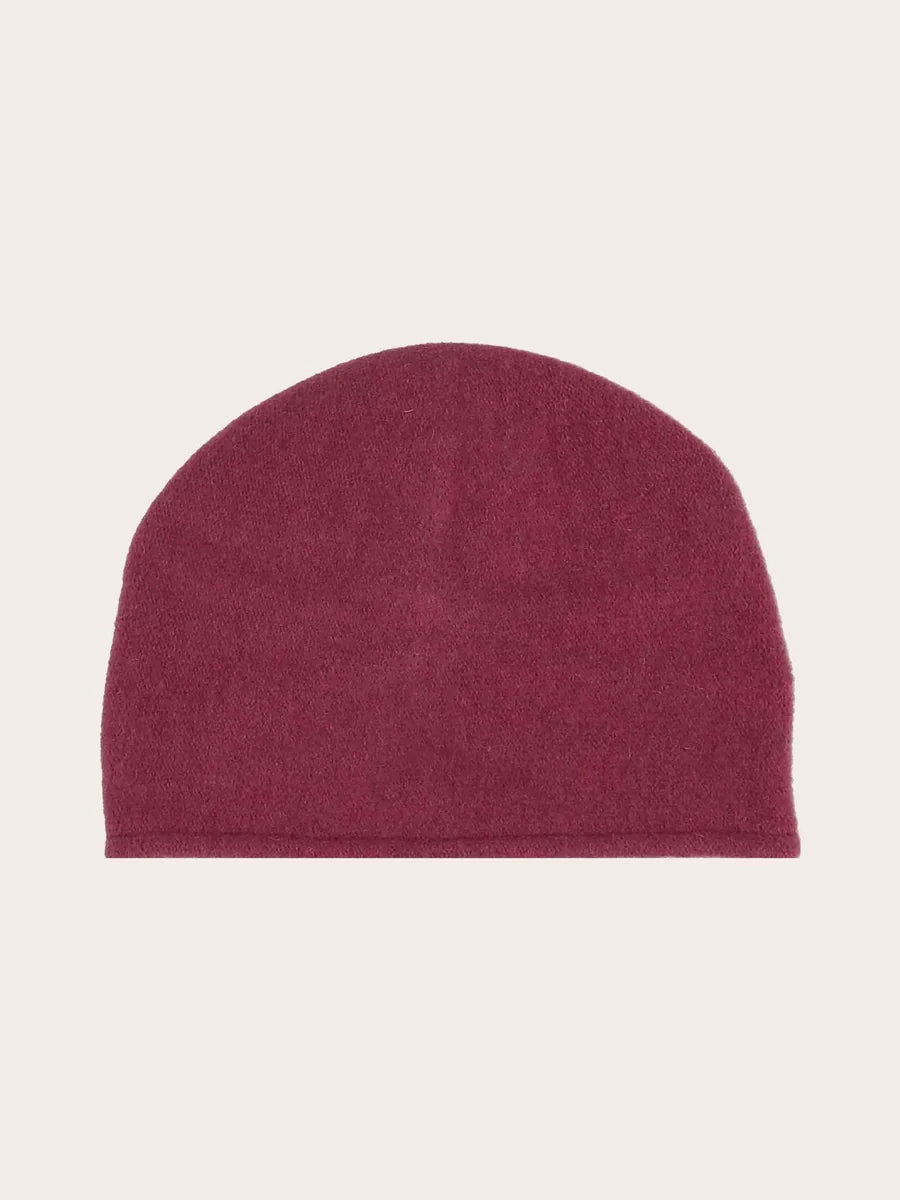 Loevenich Wool Beanie with Folded Back in Wine