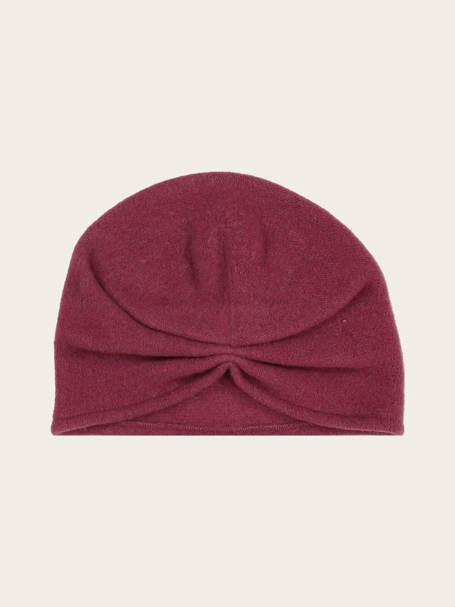 Loevenich Wool Beanie with Folded Back in Wine
