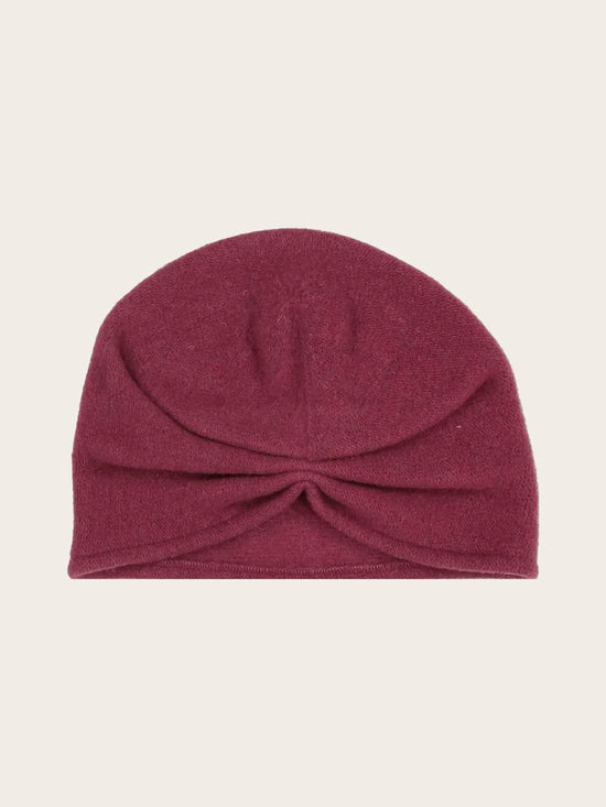 Loevenich Wool Beanie with Folded Back in Wine