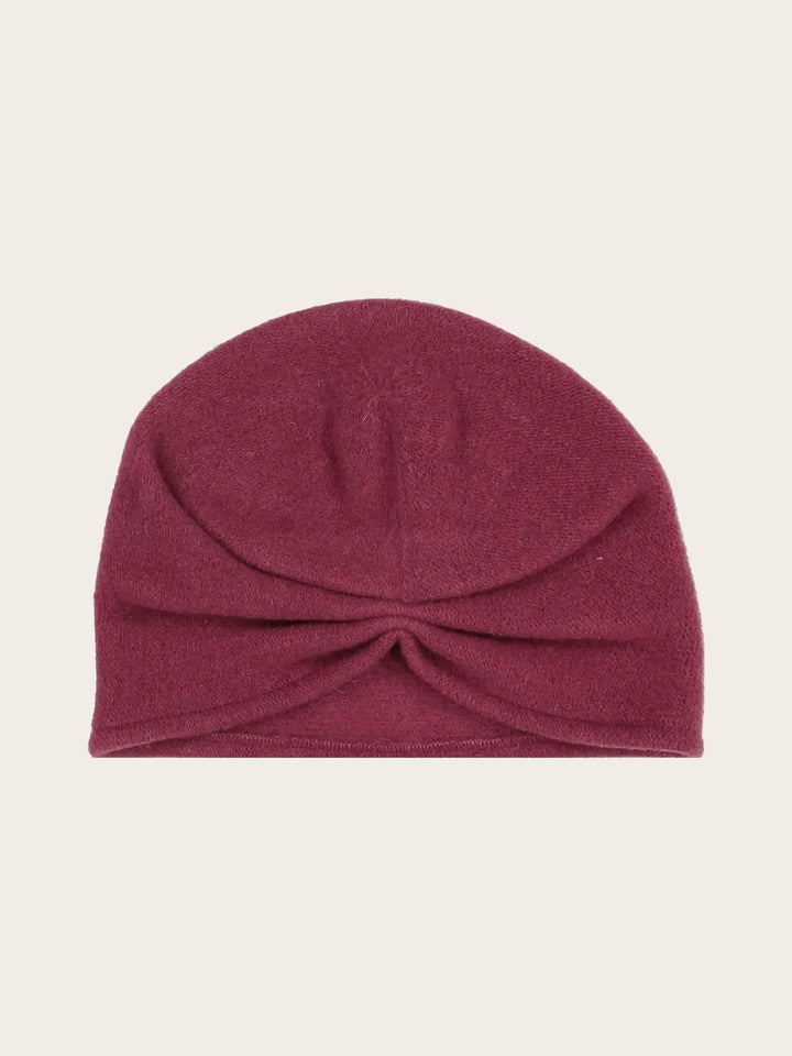 Loevenich Wool Beanie with Folded Back in Wine