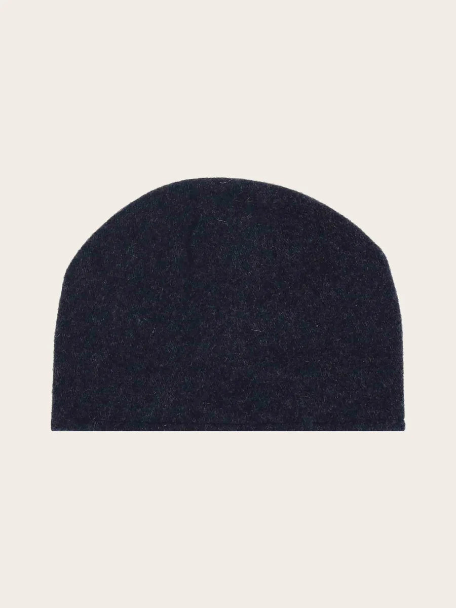 Loevenich Wool Beanie with Folded Back in Dark Navy