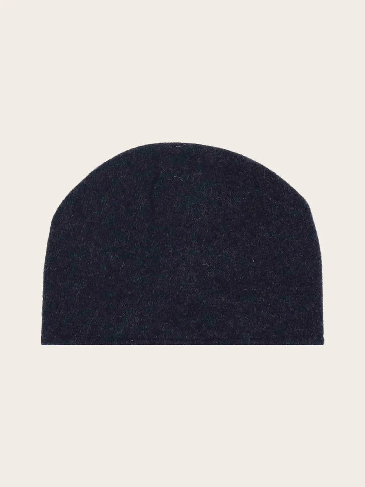 Loevenich Wool Beanie with Folded Back in Dark Navy