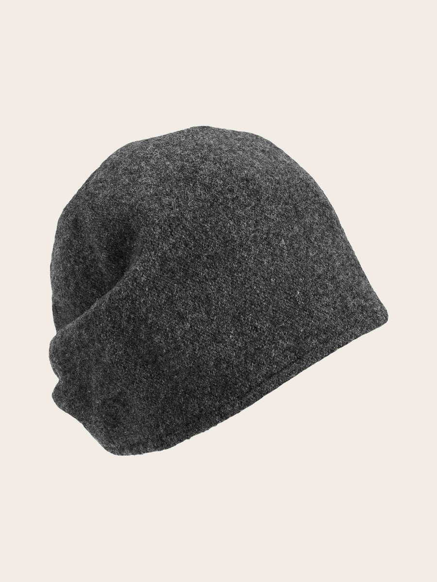 Loevenich Wool Beanie with Folded Back in Charcoal