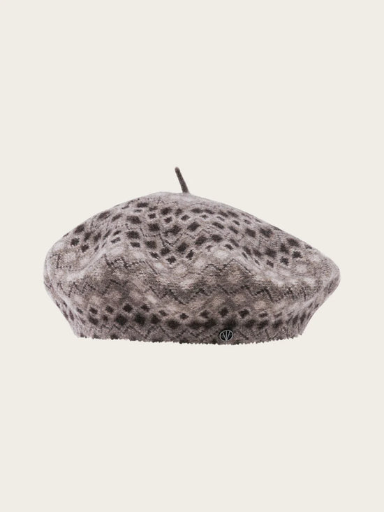 Jacquard Pattern Wool Beret Multicolour Brown