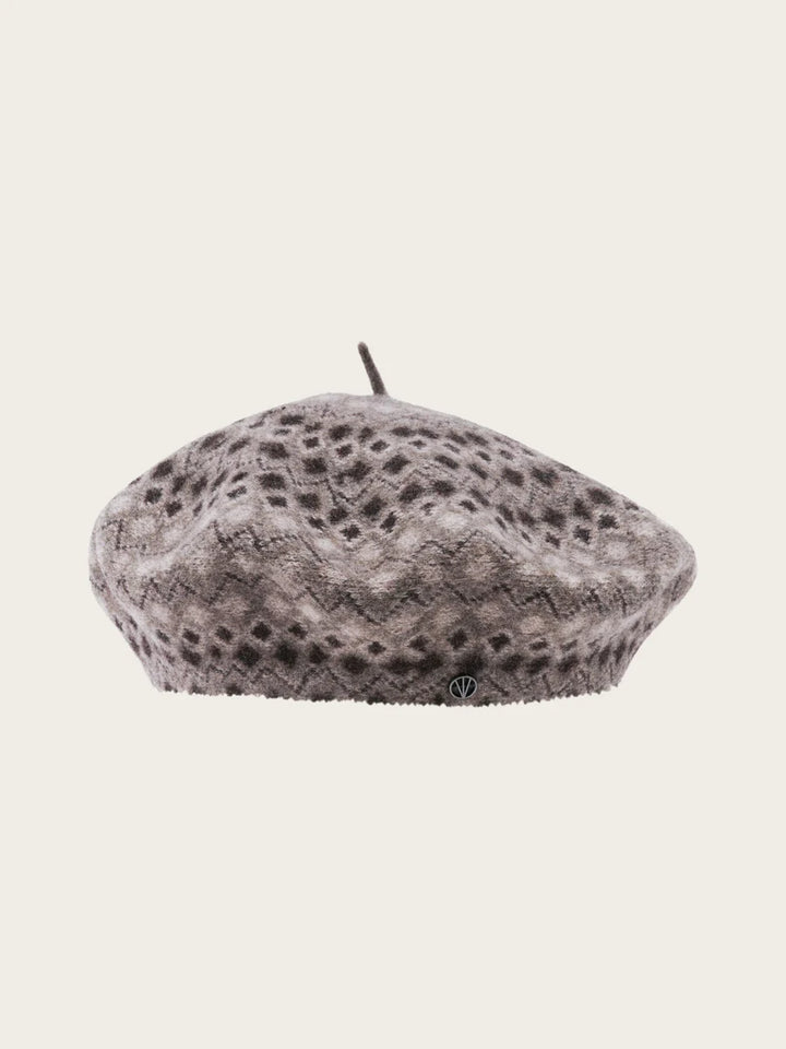 Jacquard Pattern Wool Beret Multicolour Brown