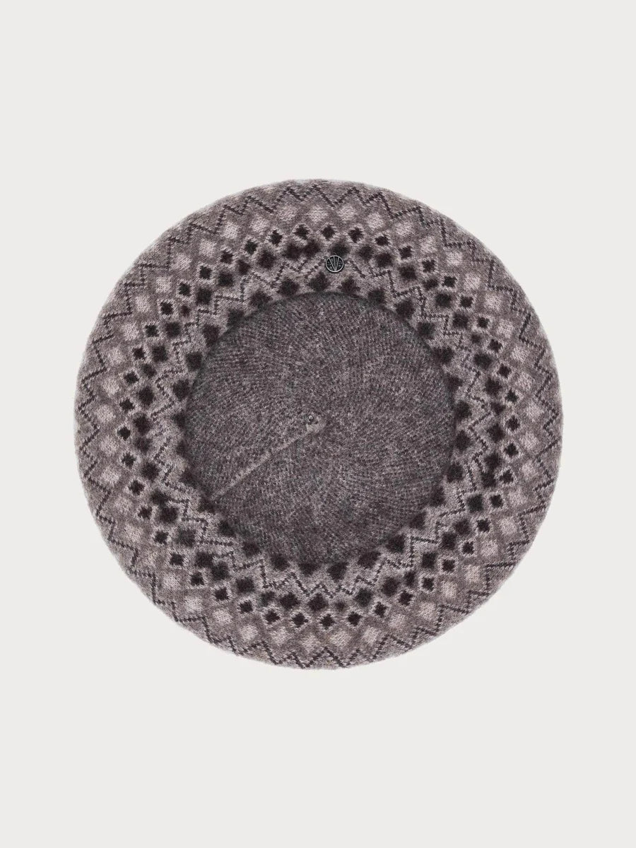 Jacquard Pattern Wool Beret Multicolour Brown