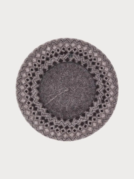 Jacquard Pattern Wool Beret Multicolour Brown