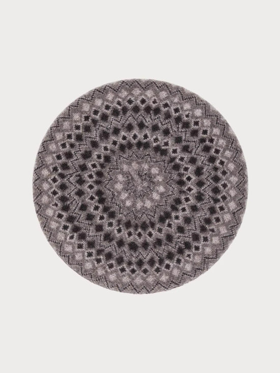 Jacquard Pattern Wool Beret Multicolour Brown