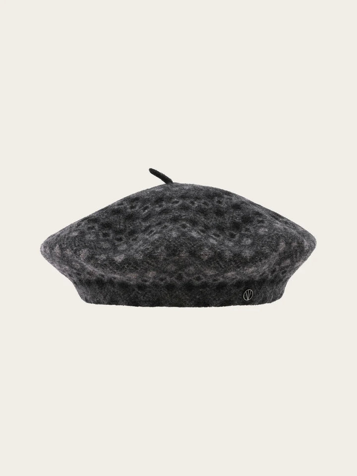 Jacquard Pattern Wool Beret Multicolour Grey