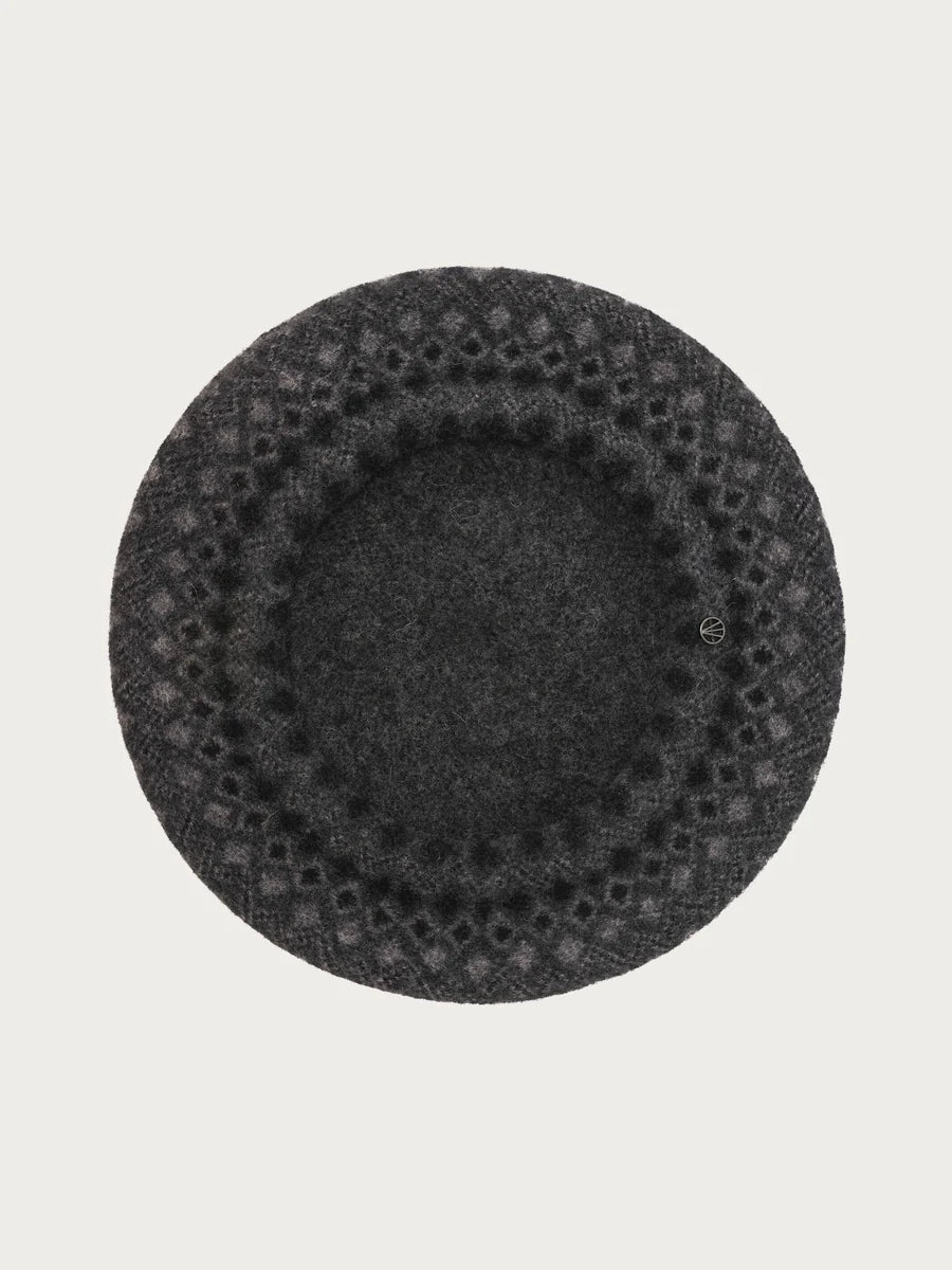 Jacquard Pattern Wool Beret Multicolour Grey