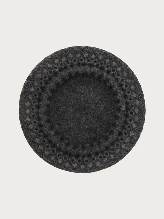 Jacquard Pattern Wool Beret Multicolour Grey