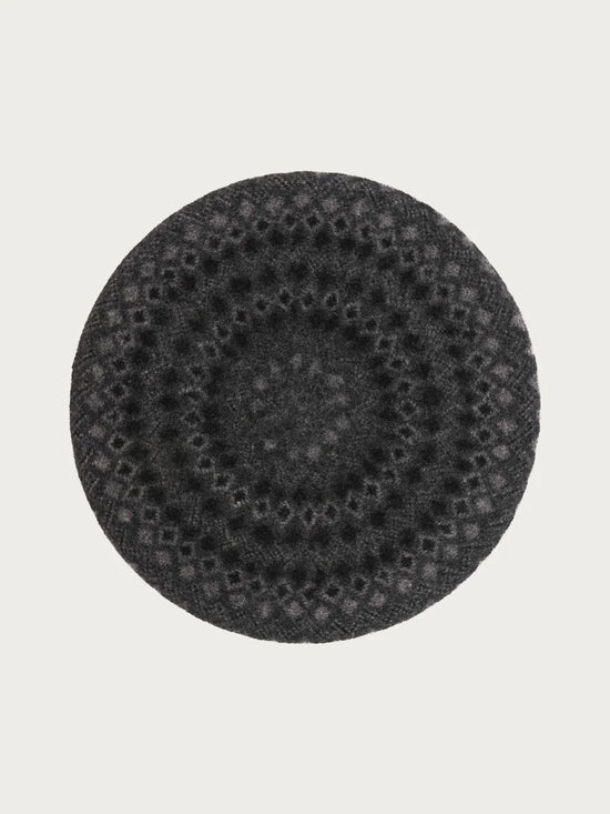 Jacquard Pattern Wool Beret Multicolour Grey