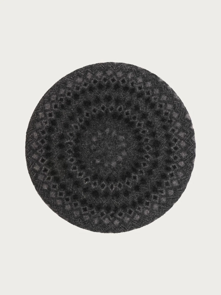 Jacquard Pattern Wool Beret Multicolour Grey