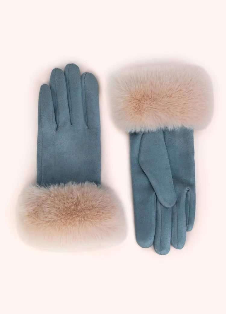 Bettina Denim Faux Suede and Faux Fur Cuff