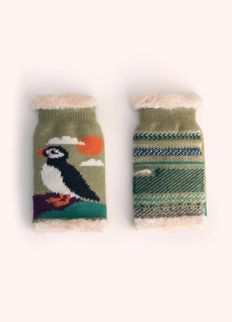 Puffin Moss  Wrist Warmers