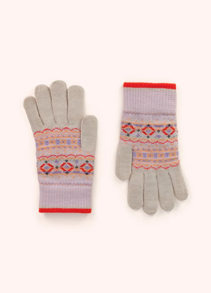 Fair Isle Gloves in Cream Mix