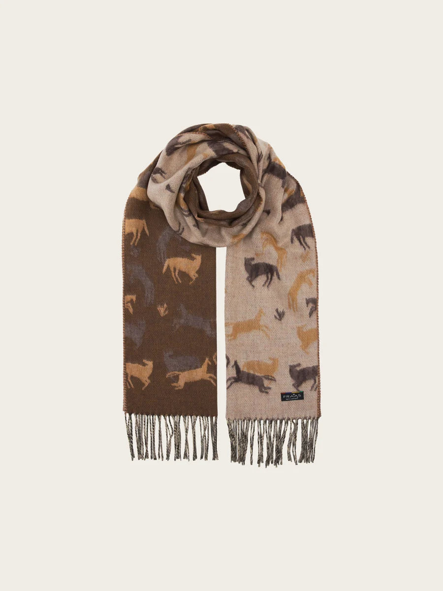 Fraas Cashmink Scarf Horse Design in Beige