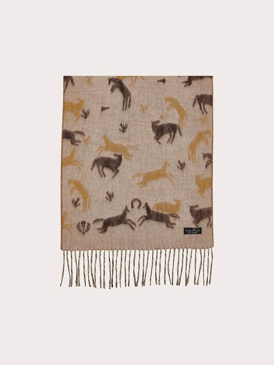 Fraas Cashmink Scarf Horse Design in Beige