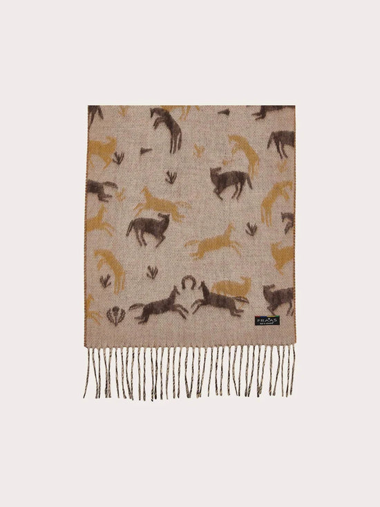 Fraas Cashmink Scarf Horse Design in Beige