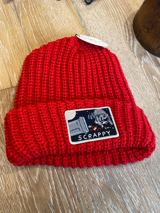 Scrappy Raccoon Patched Chunky Beanie