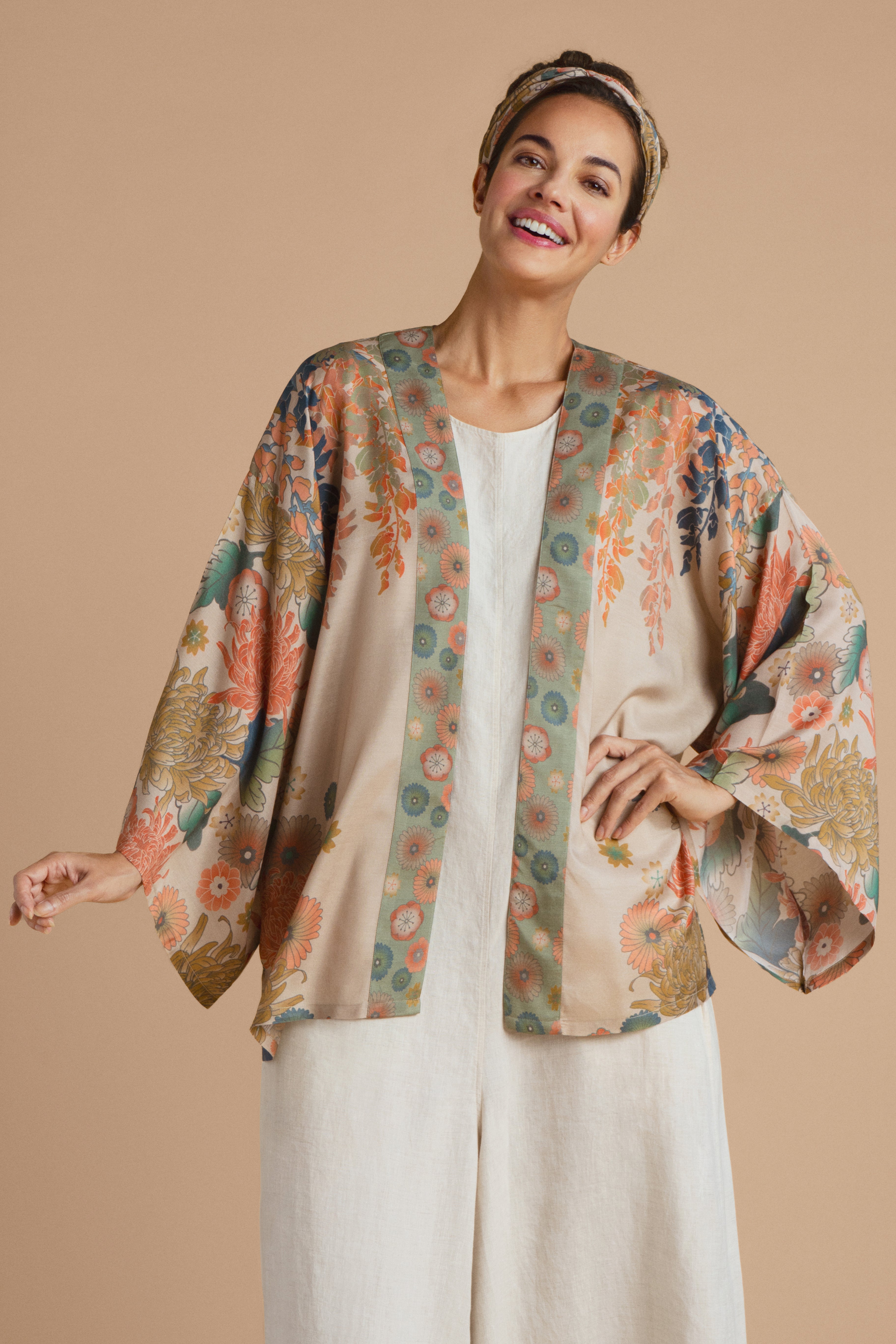 Short silk shop kimono jacket