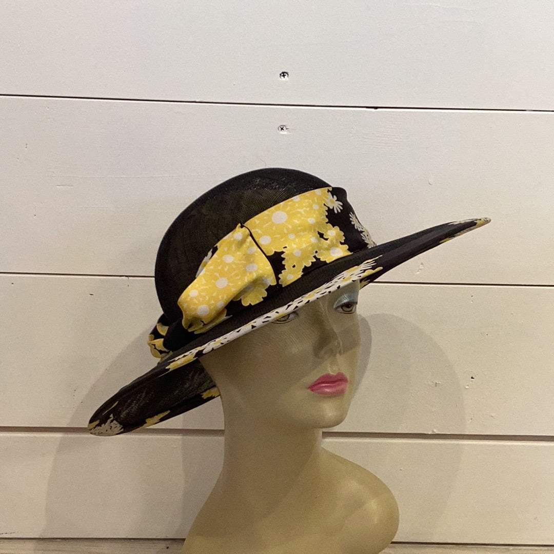 Sinamay Sun Hat with Vintage Fabric Trim