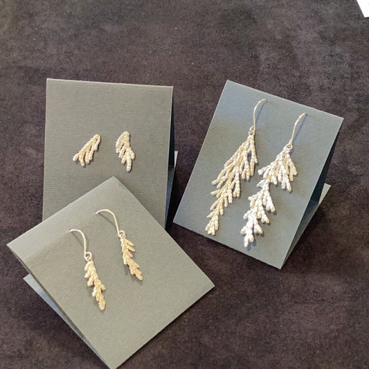 Winter Cedar Branch earrings