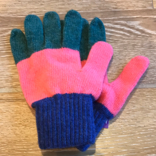Miss Pom Pom Wool Colour Block Gloves